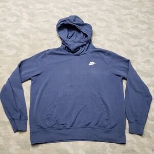 Nike Sweatshirt Womens Large Blue Pullover Hoodie Funnel Neck Long Sleeve